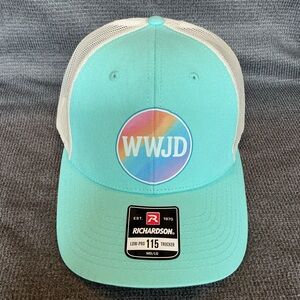 Richardson 112 - “What Would Jesus Do” - Turquoise SnapBack Mesh Adjustable Hat